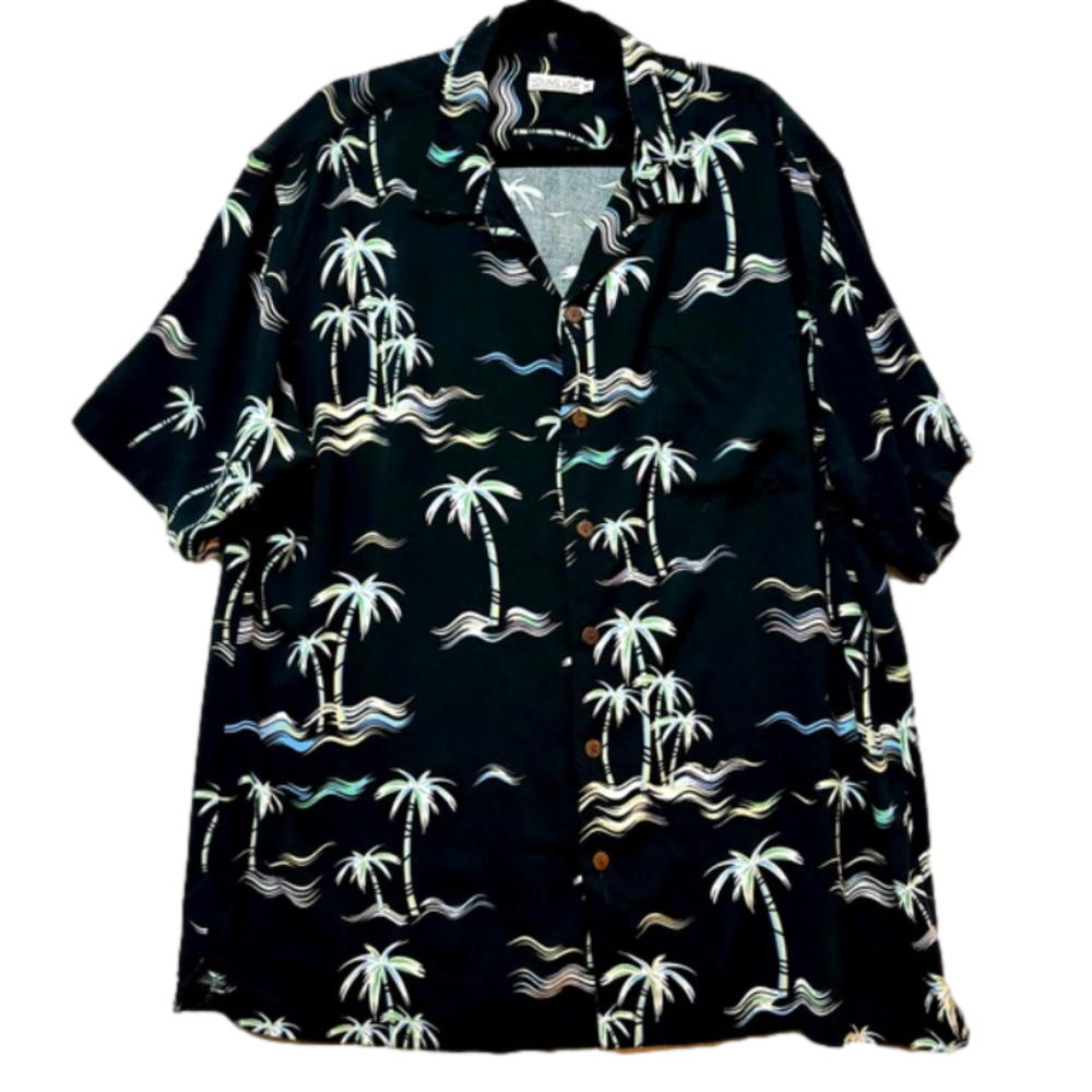 YOUNG USA Men’s Tropical Shirt Sz 2XL Rayon Hawaiian Button Down w/Chest Pocket
